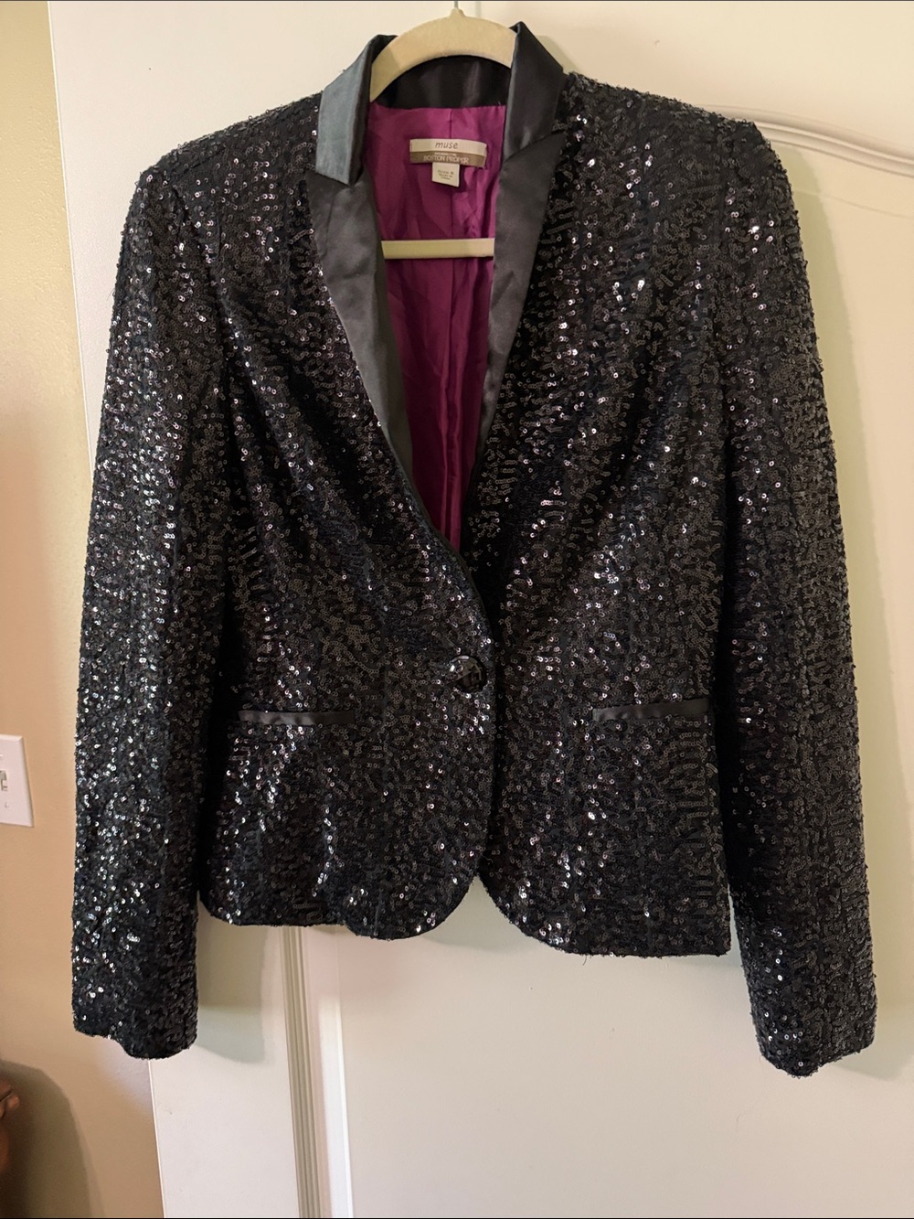 Boston Proper Black Sequin Blazer Jacket